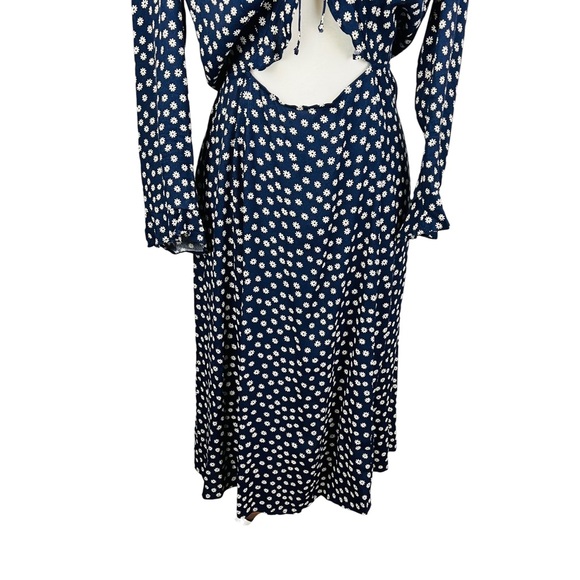 Reformation Heidi Navy And White Floral Midi Dress. - Picture 5 of 12